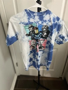 Roblox Boys Tie Dye T-Shirt Size Medium 10/12 Blue White Gamer Graphic Tee - Picture 1 of 3