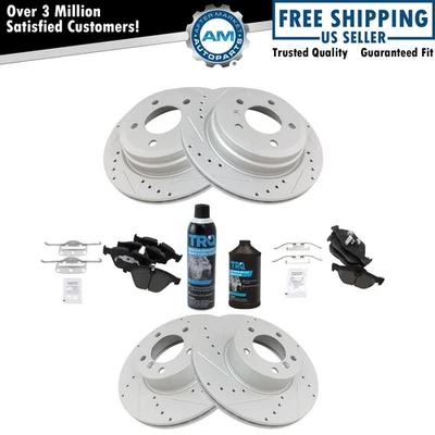 Kit de pastillas delanteras y traseras de cerámica y rendimiento del rotor de freno con productos químicos Foto 1 de 4