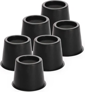 Paquete de 6 Elevadores de Cama Redondos 4" Muebles Elevadores Negros con Antideslizante - Imagen 1 de 8