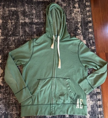 Sudadera con Capucha American Eagle Cremallera Completa Para Hombre XXL Ajuste Vintage Y2K Verde AE Logo Bolsillos Foto 1 de 4
