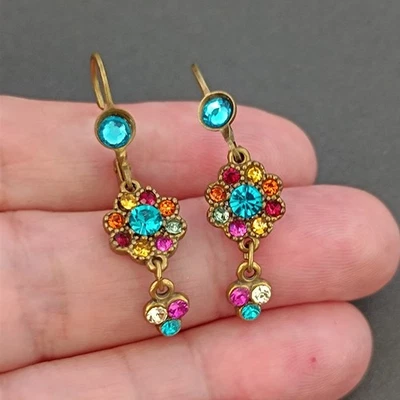 Pendientes Michal Negrin Vintage Coloridos Florales Hechos con Cristales de Swarovski Regalo Foto 1 de 4