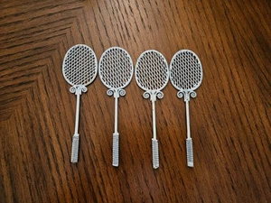 4 Ornate Metal Tennis Racket or Rug Beater Ornaments FREE US SHIPPING  - Picture 1 of 7