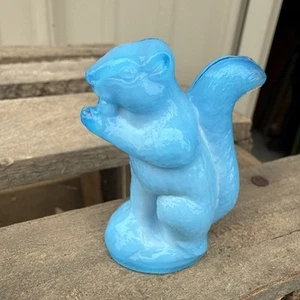 Vintage Mosser Slag Art Glass Squirrel Blue Slag 2” Figurine - Picture 1 of 6