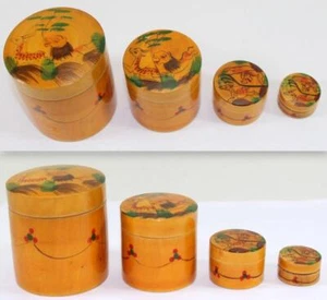 Vintage Lion chasing Antelope Hand Painted Nesting Boxes ~ Made in India - Picture 1 of 10
