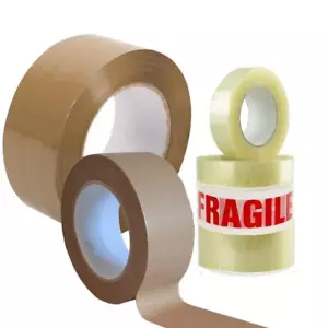 Packing Parcel Tape Strong Brown / Clear / Fragile Long Length Parcel Tapes UK - Picture 1 of 6