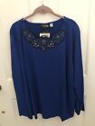 bob mackie wearable art Woman’s Bright Blue Tunic Top With Embroidery Size 3X