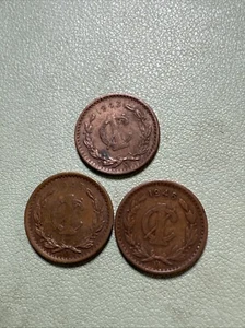 Lot of 3, Mexico 1 Centavo Coins 1943, 1945, 1946, Eagle & Snake Reverse - Picture 1 of 8