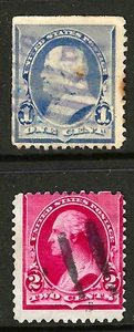 Sc #219 Registered 220 Pen Cancel 1-2 Cent Washington Banknote 1890-93 US 35F55 - Picture 1 of 1