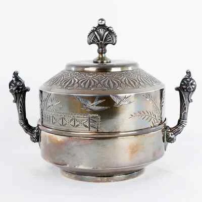 Plato de mantequilla Meriden estético victoriano plato de plata alrededor de 1870 Foto 1 de 4