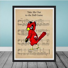 St Louis Cardinals Take Me Out to Ball Game Logo Music Wall Art Baseball Gift