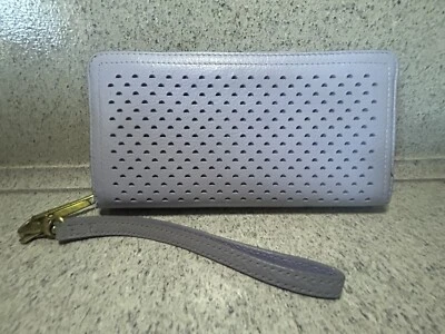 Cartera sin asas de cuero genuino lavanda fósil pulsera con cremallera Foto 1 de 4