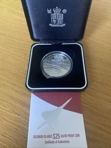 Moneda de 25 dólares de plata de las Islas Salomón 2003 prueba Concorde (27591) - Imagen 1 de 8