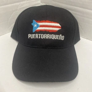 Unbranded Men's Puerto Rico Strapback Hat Black Adjustable Embroidered Flag Logo - Picture 1 of 10