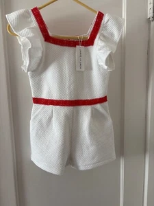 Janie & Jack White Floral Bow Romper Size 7 NWT $30 - Picture 1 of 6
