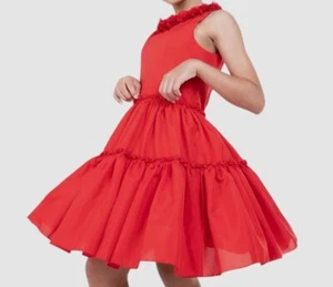 $160 Zoe Ltd Kids Girls Red Tiered Ruffle 3D Flower Trim Dress Size 10 - Picture 1 of 3