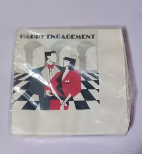 Vintage Amscan Happy Engagement Beverage Napkins 10x10" New York Facial Soft 3pl - Picture 1 of 2