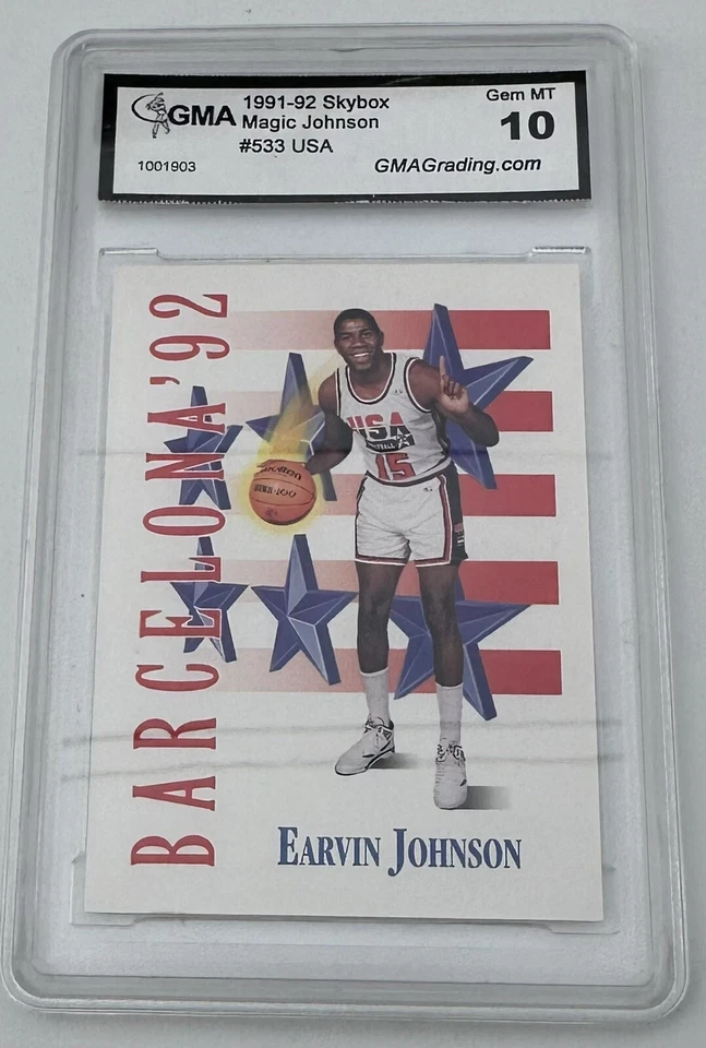 1991 Skybox Magic Johnson USA #533 Dream Team BARCELONA GMA GEM MINT 10 - Image 1 of 4
