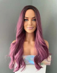 Long Purple Curled Wig, 26 Inch Vibrant Purple Cosplay Costume Wig - Picture 1 of 9