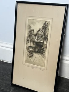 Framed Vintage St John’s Hospital Etching Print by Signed The Artist F Robson - Picture 1 of 3