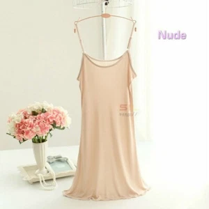 Silk Full Slip Knitted Comfy Ruffle Pajamas Petticoat Night Under Dress Comfort - Picture 1 of 15