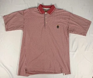 Guess Vintage Poloshirt bestickt Logo Knopf rot schwarz gestreift Herren Medium - Bild 1 von 7