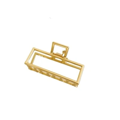 Garra de pelo estilo cuadrado mate dorado macizo Foto 1 de 3