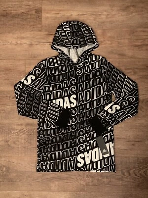 NWT Boys Unisex Adidas Black  Logo Pullover Hoodie Size Large (14) - Изображение 1 из 4