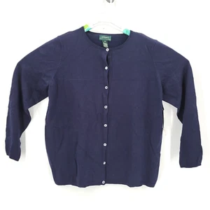 Lauren Ralph Lauren Sweater Cardigan Womens 1X Navy Blue Silk Blend Long Sleeve - Picture 1 of 4