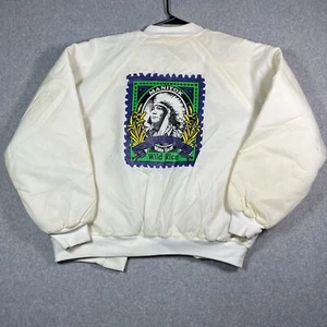 Vintage Hartwell Bomber Jacket Men's Sz XXL Manitok Graphic Print White/Cream - Picture 1 of 15