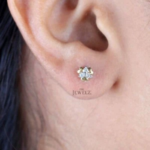 14K Gold 0.12 CT VS/F-G Diamond Valentine Special Heart Design Studs Earrings - Picture 1 of 5