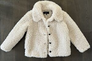 Vero Moda Elvira Faux Shearling Jacket Coat Teddy Bomber Collar Short Buttons M