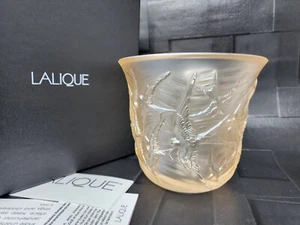 Lalique France Photophore Hirondelles Votive Crystal Candle Holder, Gold - Picture 1 of 10