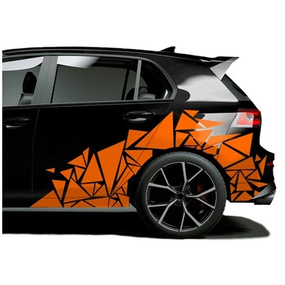 2er Set Auto Aufkleber Dreiecke 120x60cm Farbwahl Scherben KX075 Orange - Bild 1 von 4