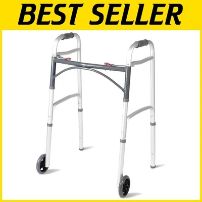 Andador dobrável ajustável com rodas de 5" - Imagem 1 de 4