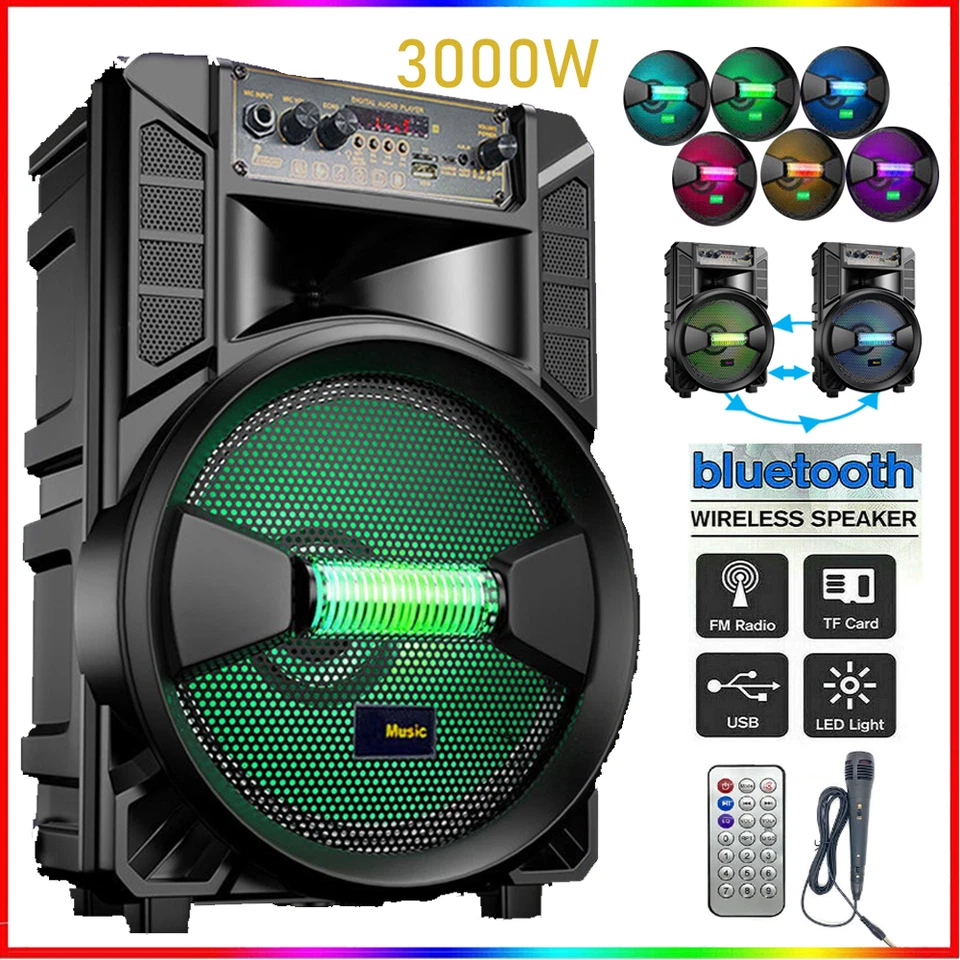 Altavoz portátil Bluetooth 3000W subwoofer sistema de sonido graves pesados fiesta y micrófono Foto 1 de 4