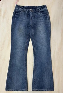 NWT ARIZONA JEAN CO JEANS GIRLS 16 BLUE STRETCH FLARE LEG ADJUSTABLE WAIST PEACE - Picture 1 of 15