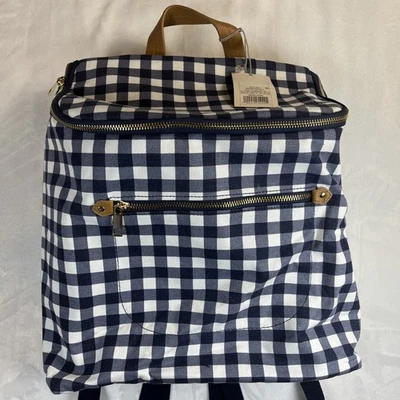 Mochila para mujer A New Day con cierre de cremallera y solapa azul/blanco patrón a cuadros Foto 1 de 4