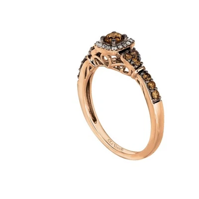 Le Vian 14K Rose Gold Halo Fashion Ring White & Chocolate Diamond Size 5.25 - Image 1 of 4