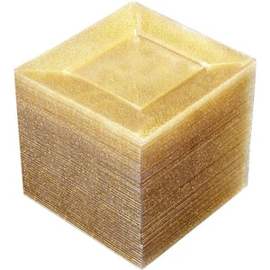 100PCS Gold Square Plastic Plates - 6inch Gold Glitter Disposable Cake Plates... - Picture 1 of 7
