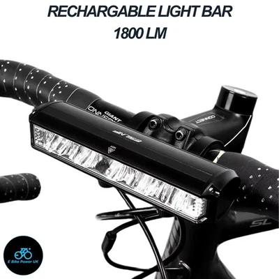 Powerful 6 LED Bike Light Bar 4000mAh Rechargeable Bicycle Headlight Waterproof - Image 1 of 4