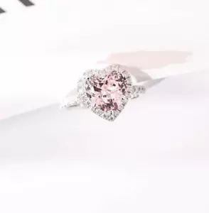 2.60Ct Heart IGI Lab Grown Fancy Vivid Pink Diamond Wedding Ring 14K White Gold - Picture 1 of 15