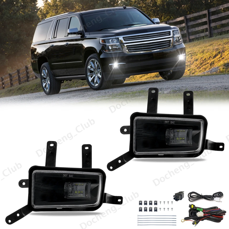 Luces antiniebla LED + cableado para Chevy Tahoe Suburban GMC Yukon XL 2015-2020 Foto 1 de 4
