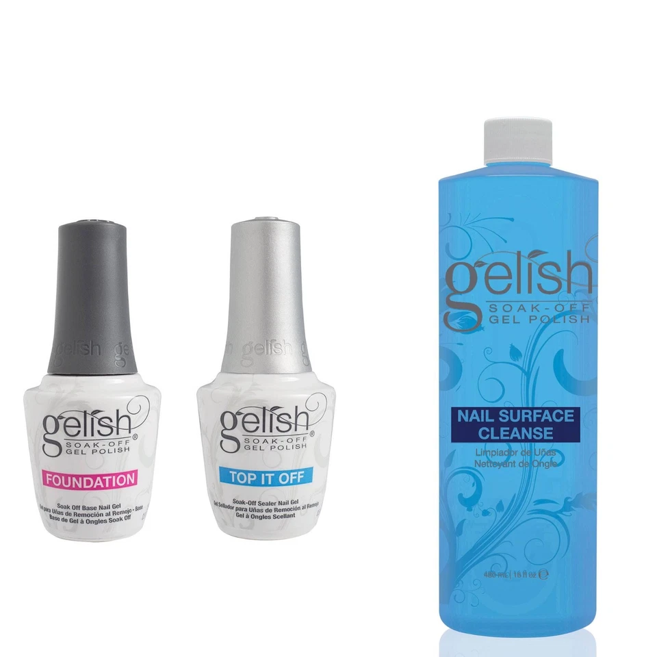 Gelish Dynamic Duo Base y Sellador Top It Off + Limpieza de Superficies de Uñas 3 piezas Foto 1 de 1