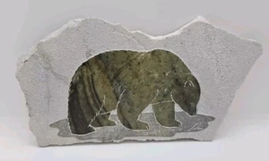 Siku Bär Inuit geschnitzter Speckstein signiert kanadische Ureinwohner Wandbehang 8"x 4,5" - Bild 1 von 7