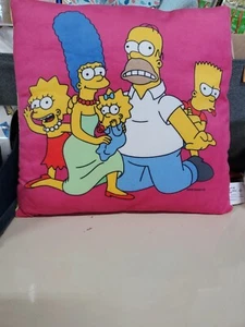 The Simpsons family Throw Pillow Plush genuine Bart Homer Marg Lisa Pink Yellow - Picture 1 of 7