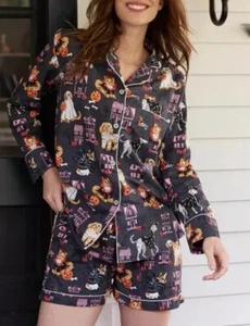 PrintFresh Howlooween Kurz Schlaf Set Schlafanzug L Hundeliebhaber Pyjama Set Woof - Bild 1 von 15