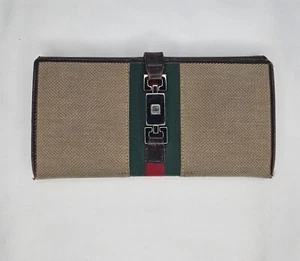 Billetera Gucci Larga Línea de Jerez Jackie Lienzo Caqui Auténtica RARA DE COLECCIÓN - Imagen 1 de 18