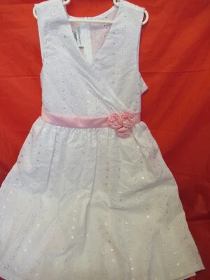 P29 Girls Size 14 White with Pink Roses Bonnie Jean Dress - Image 1 of 4