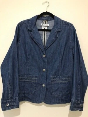 Columbia Blue Denim Western Snap Front Blazer Weekend Jacket EUC Size L - Image 1 of 4