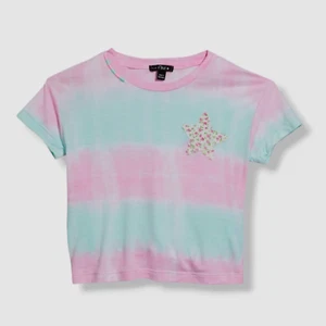 $48 Flowers By Zoe Kid Girl's Pink Tie Dye Floral Star T-Shirt Top Size M - Picture 1 of 4